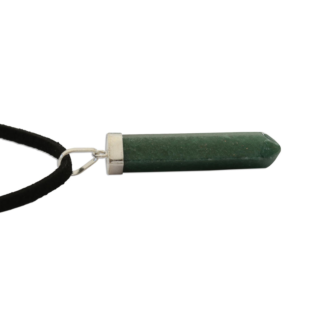 Green Quartz Obelisk on Adjustable Cord Pendant Necklace - Powerful Essence in Green