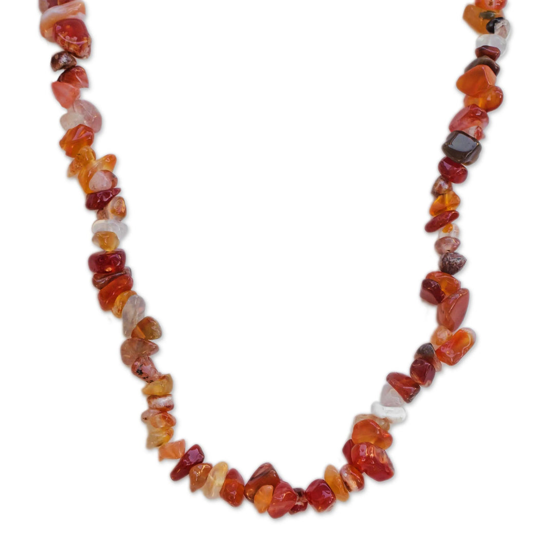 Long Agate Beaded Necklace Crafted in Brazil - Caramel Wonder