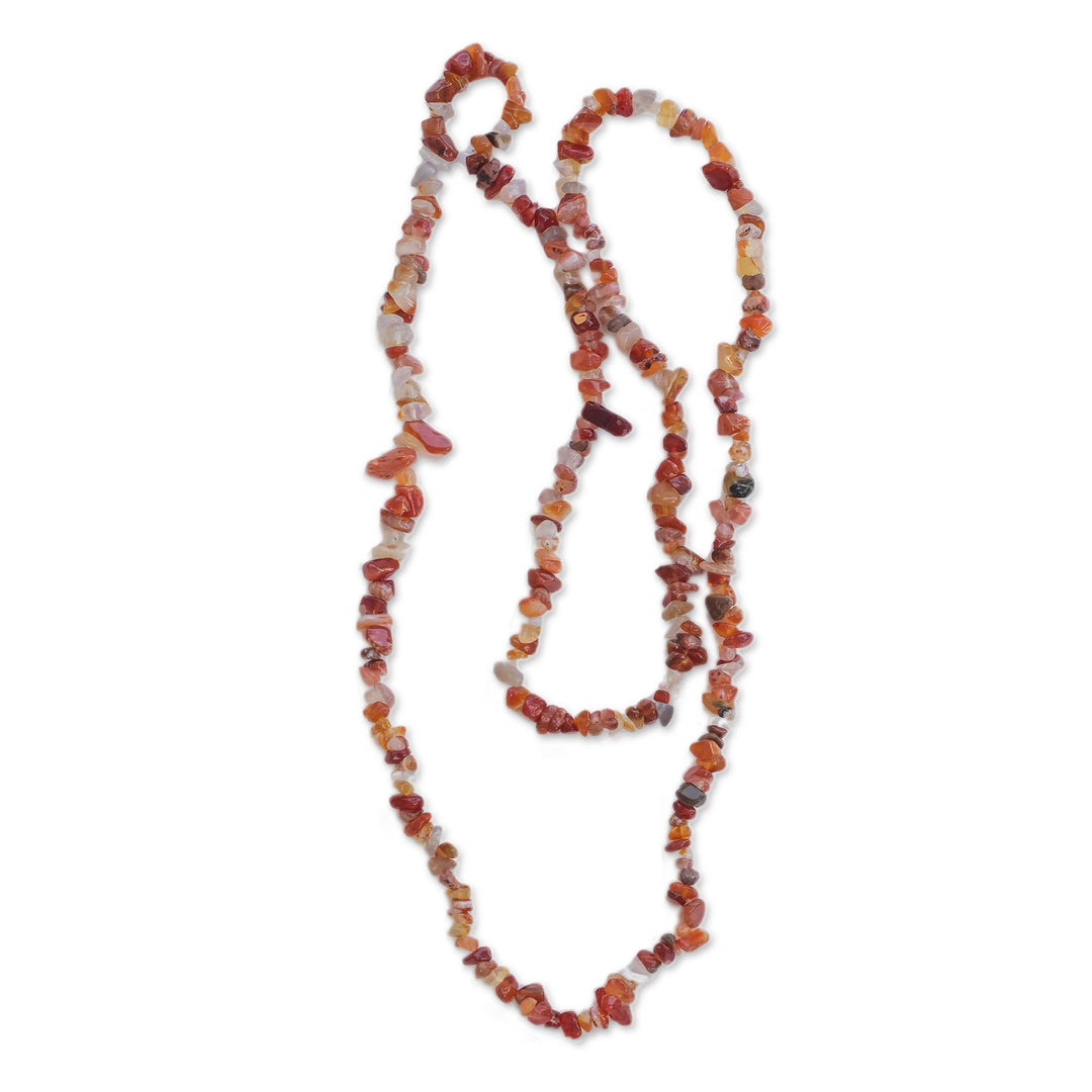Long Agate Beaded Necklace Crafted in Brazil - Caramel Wonder