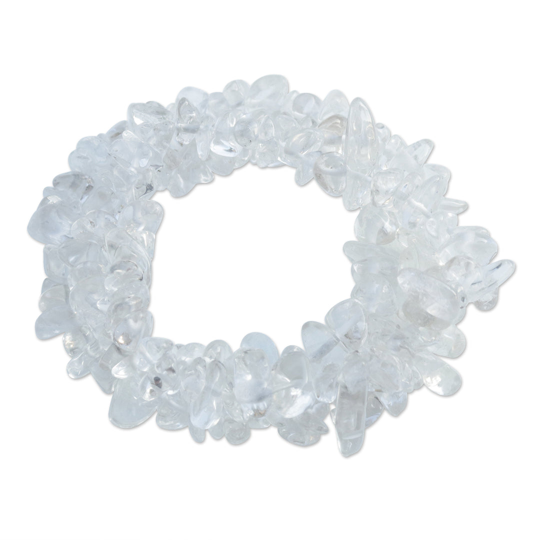 Crystal Quartz Beaded Bracelets (Set of 3) from Brazil - Crystalline