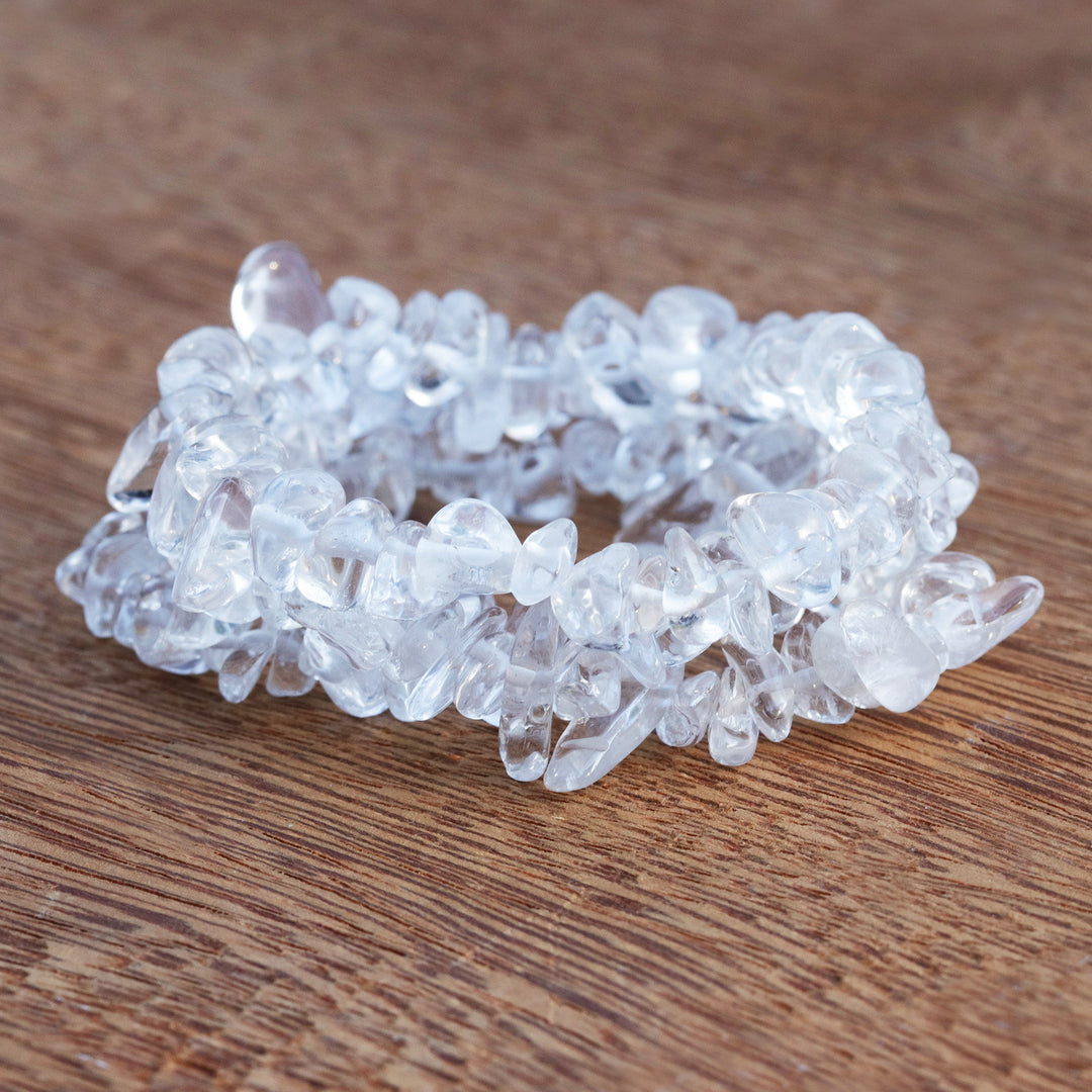 Crystal Quartz Beaded Bracelets (Set of 3) from Brazil - Crystalline