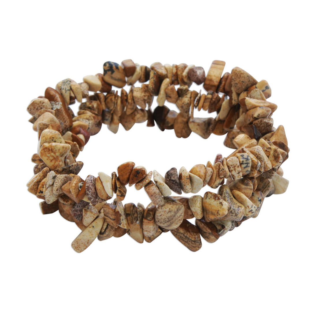 Earthen Jasper Beaded Stretch Bracelets (Set of 3) - Earth Friendship