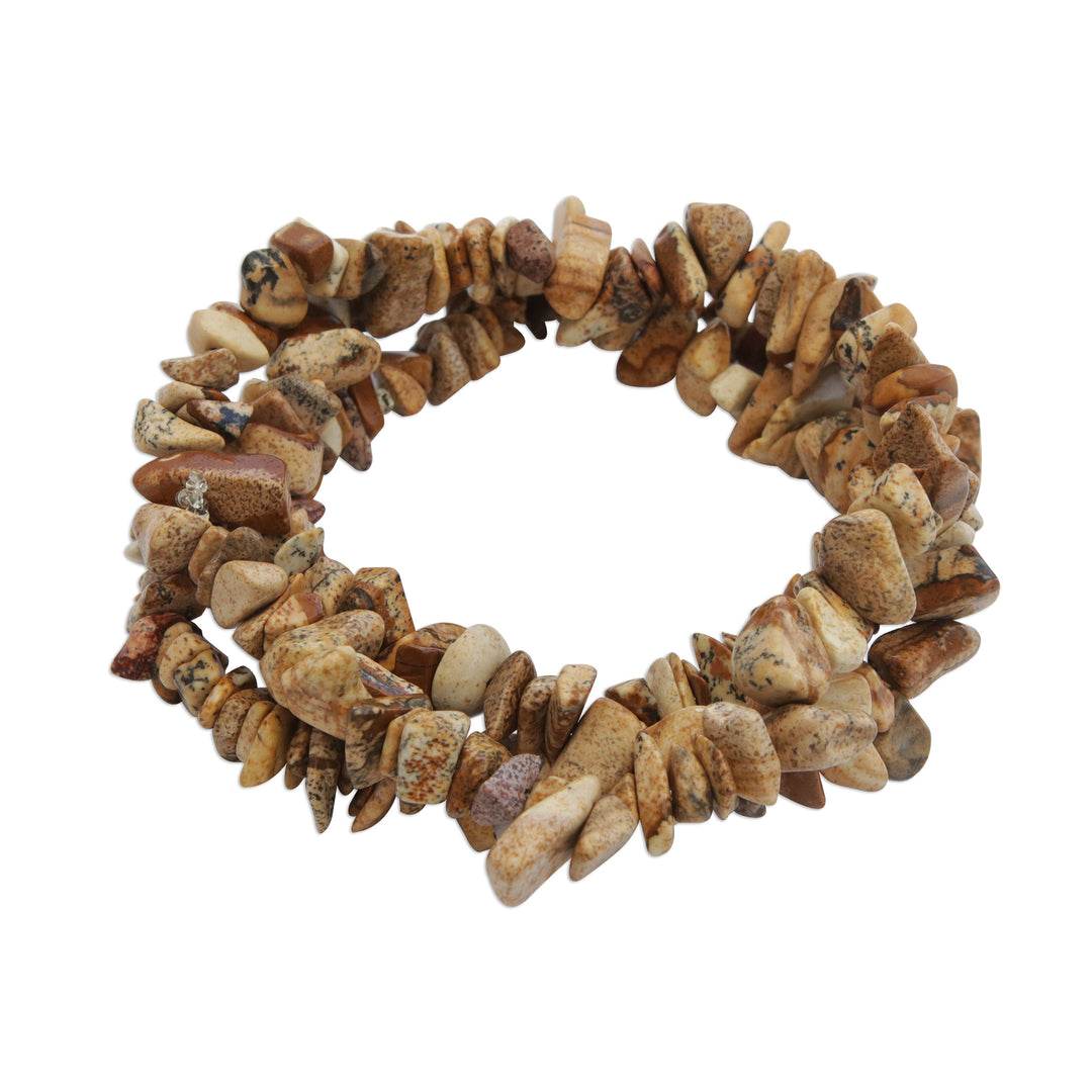 Earthen Jasper Beaded Stretch Bracelets (Set of 3) - Earth Friendship