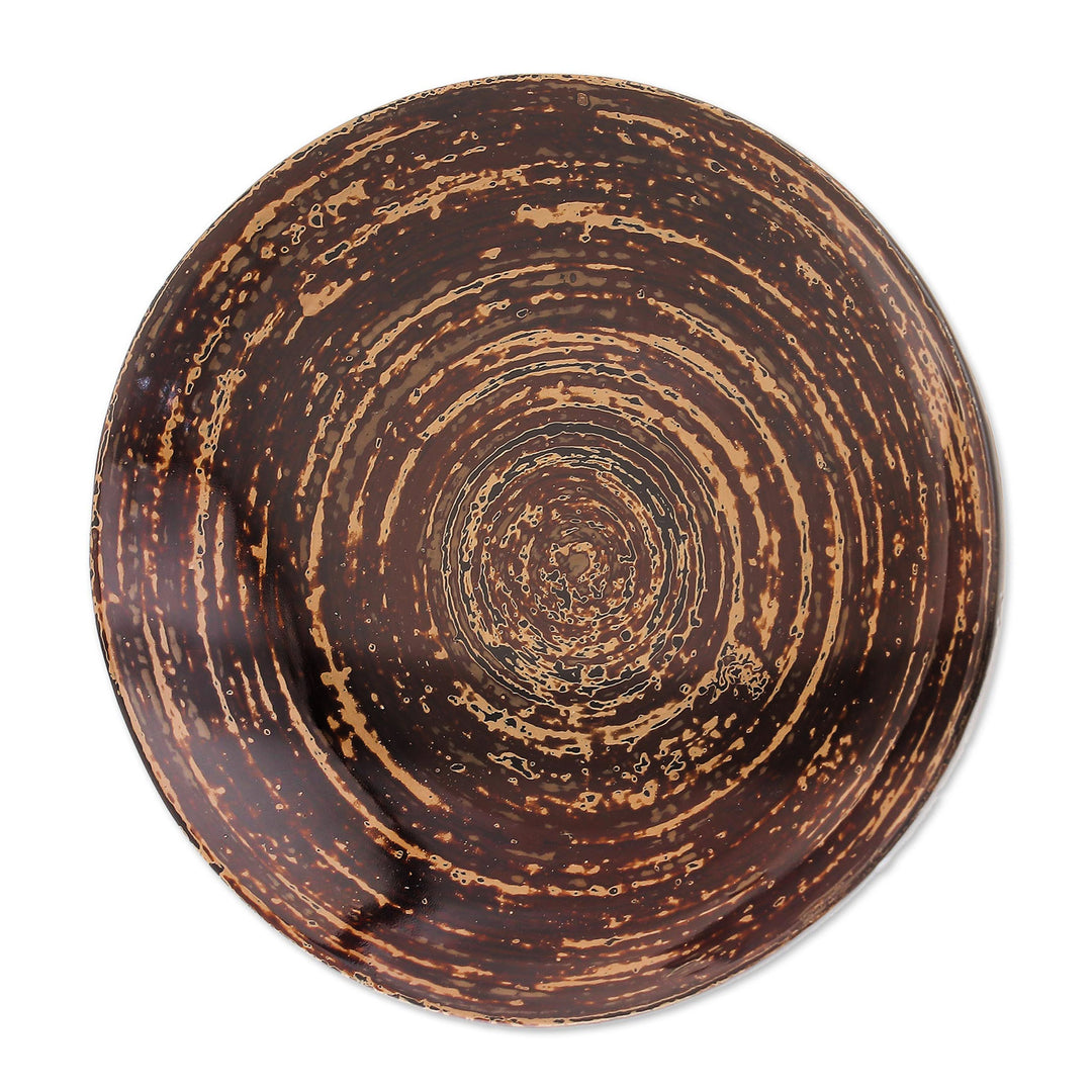 Hand Lacquered Decorative Bamboo Plate - Earth Whirl