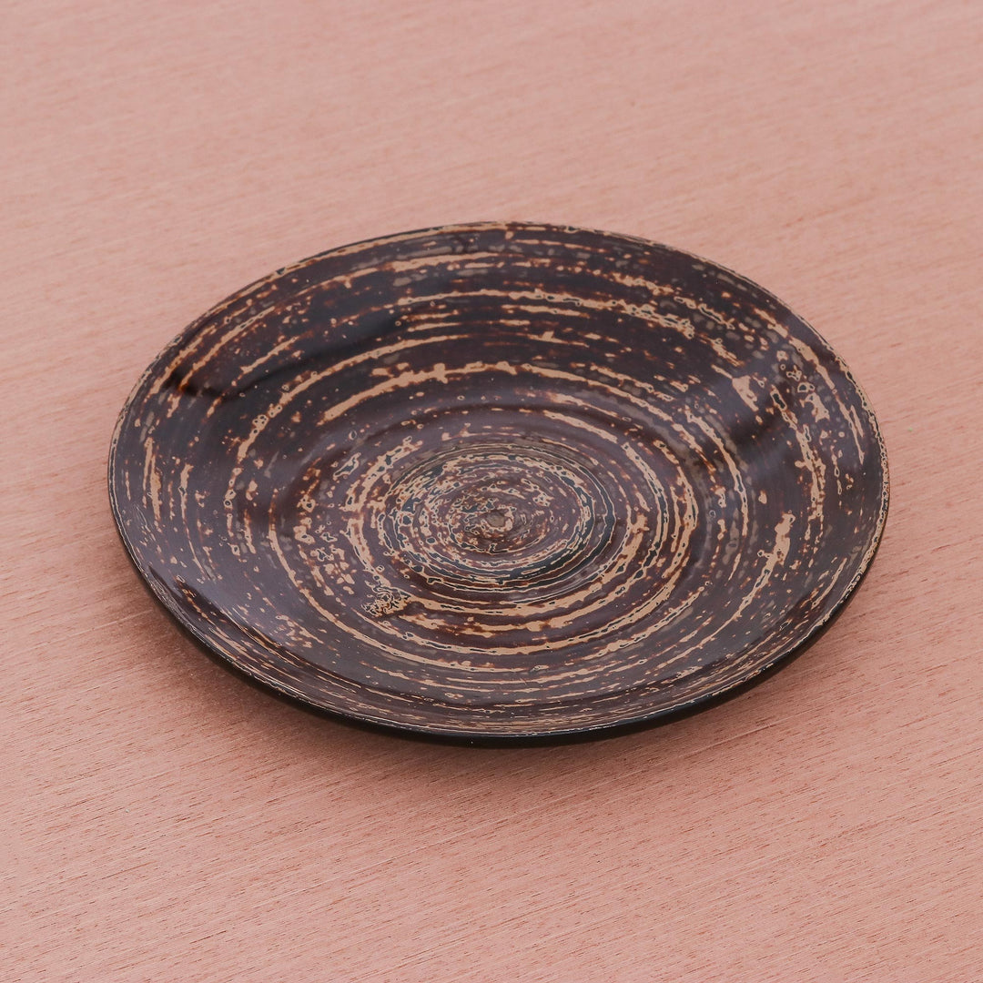 Hand Lacquered Decorative Bamboo Plate - Earth Whirl