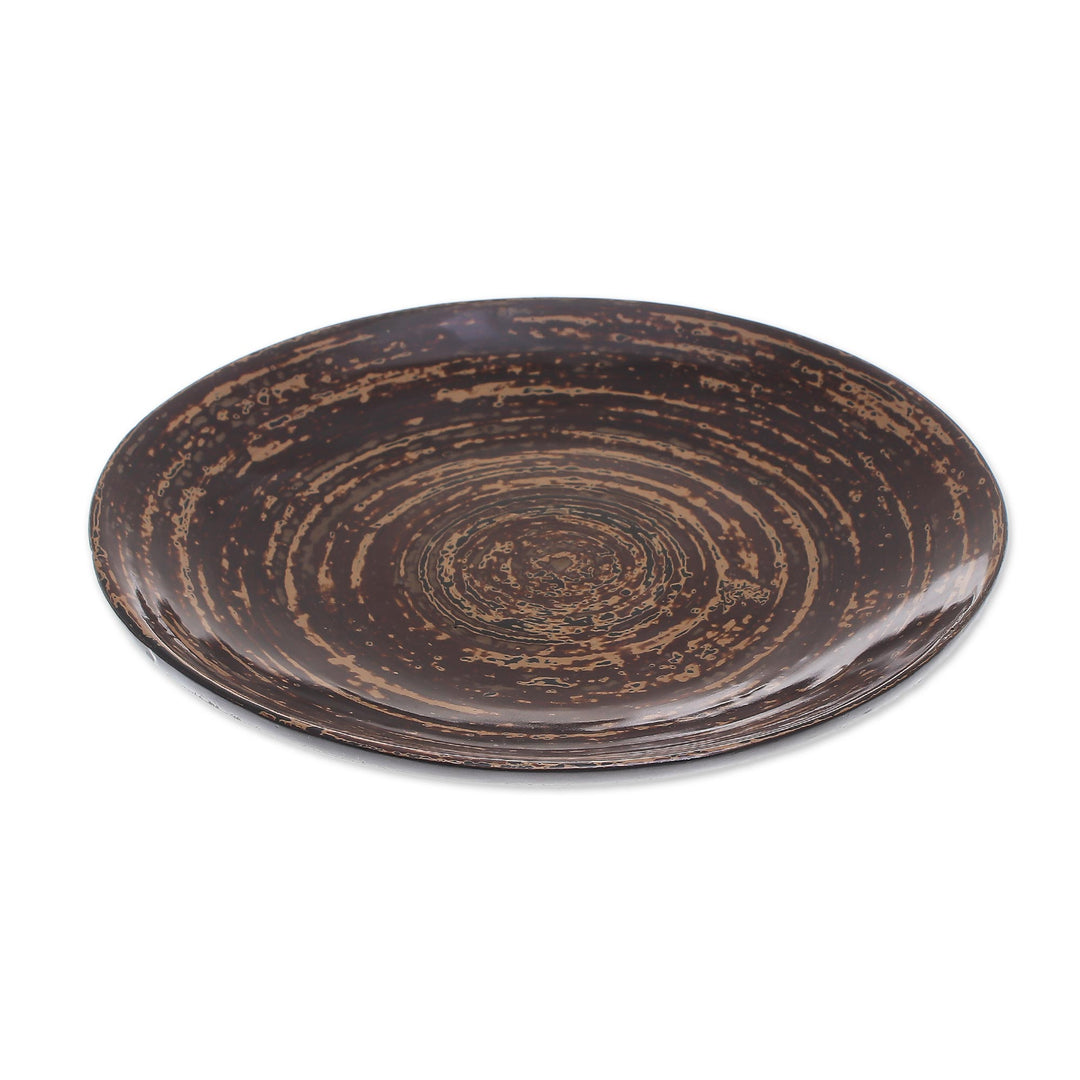 Hand Lacquered Decorative Bamboo Plate - Earth Whirl