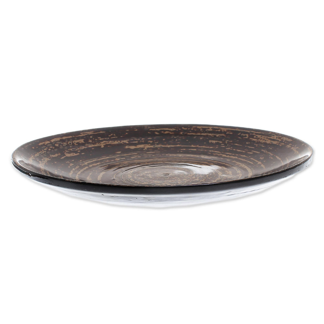 Hand Lacquered Decorative Bamboo Plate - Earth Whirl