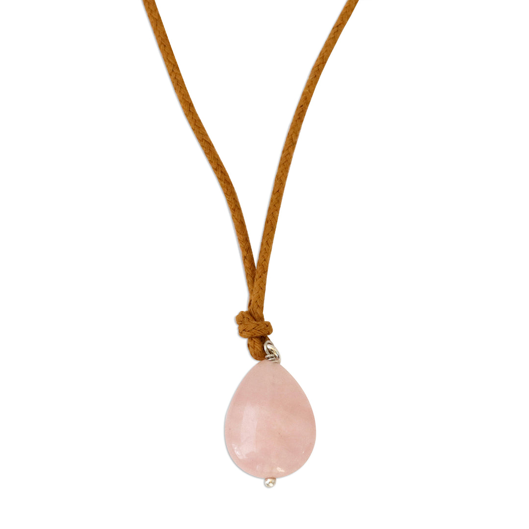 Brazilian Handcrafted Rose Quartz Pendant Necklace - Gemstone Mystique