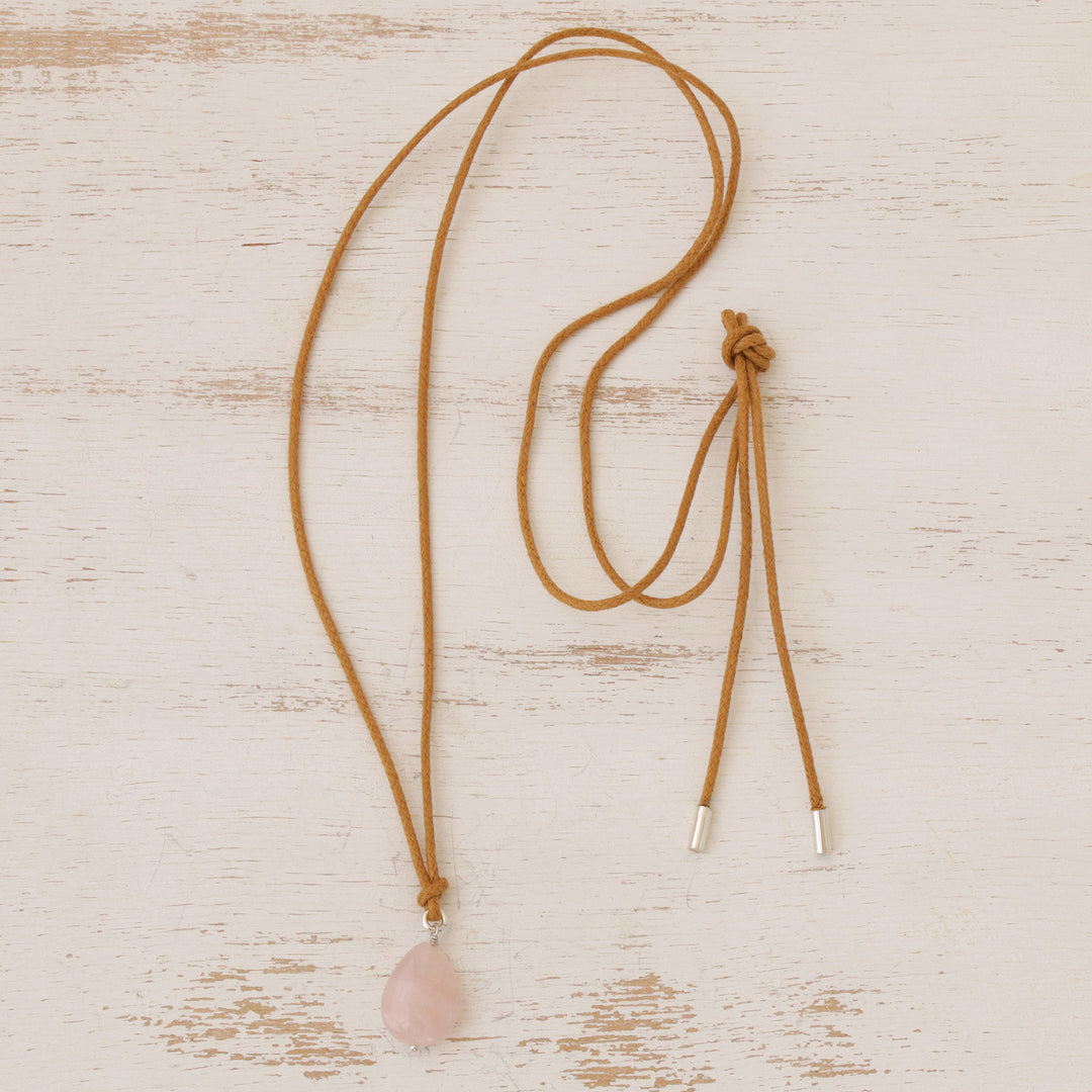 Brazilian Handcrafted Rose Quartz Pendant Necklace - Gemstone Mystique