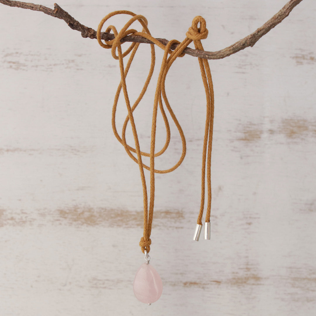 Brazilian Handcrafted Rose Quartz Pendant Necklace - Gemstone Mystique