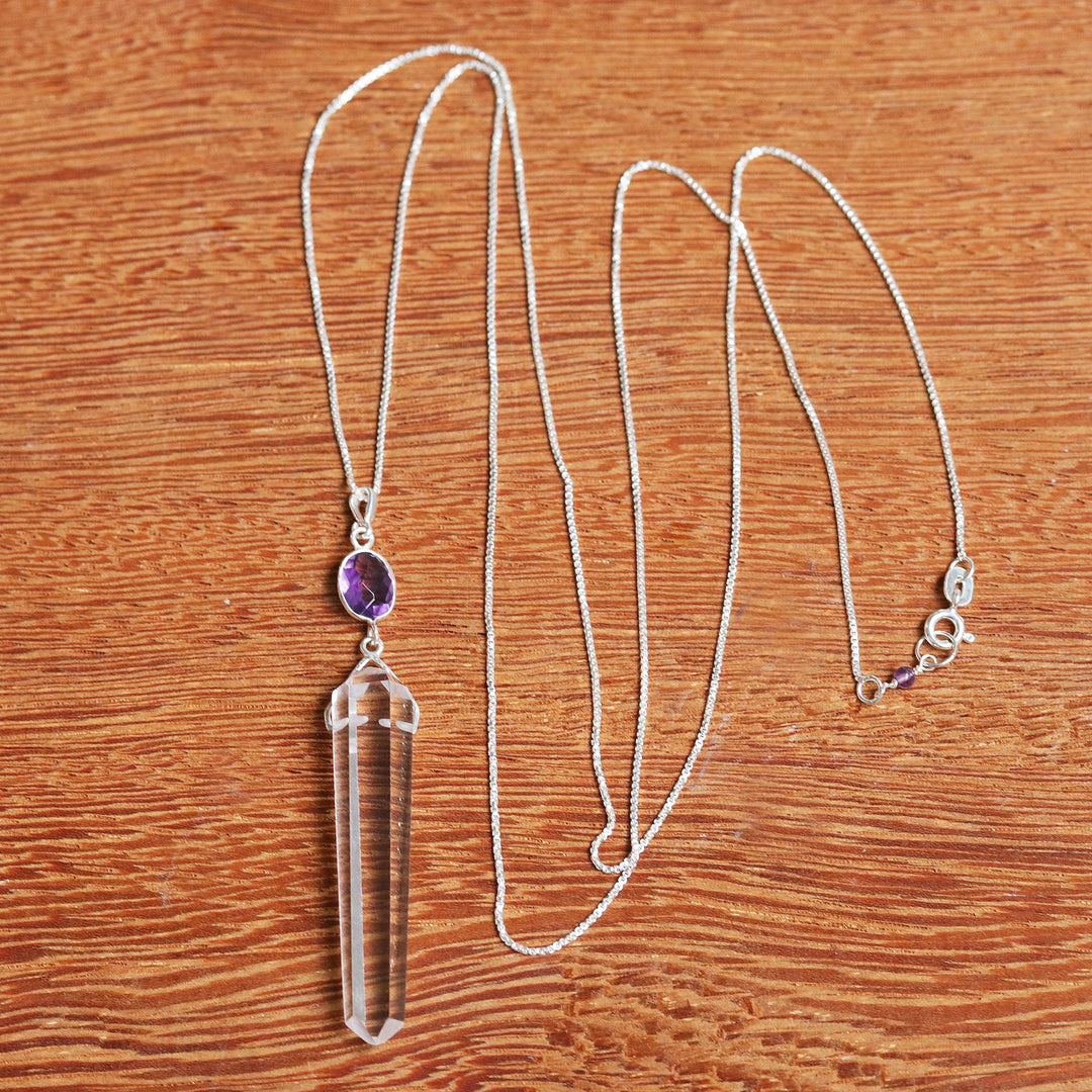Clear Quartz and Amethyst Necklace - Natural Equilibrium
