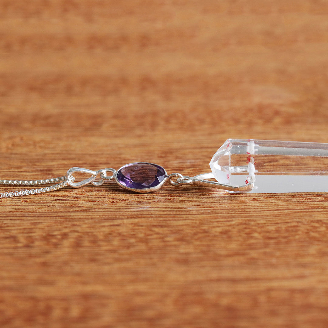 Clear Quartz and Amethyst Necklace - Natural Equilibrium