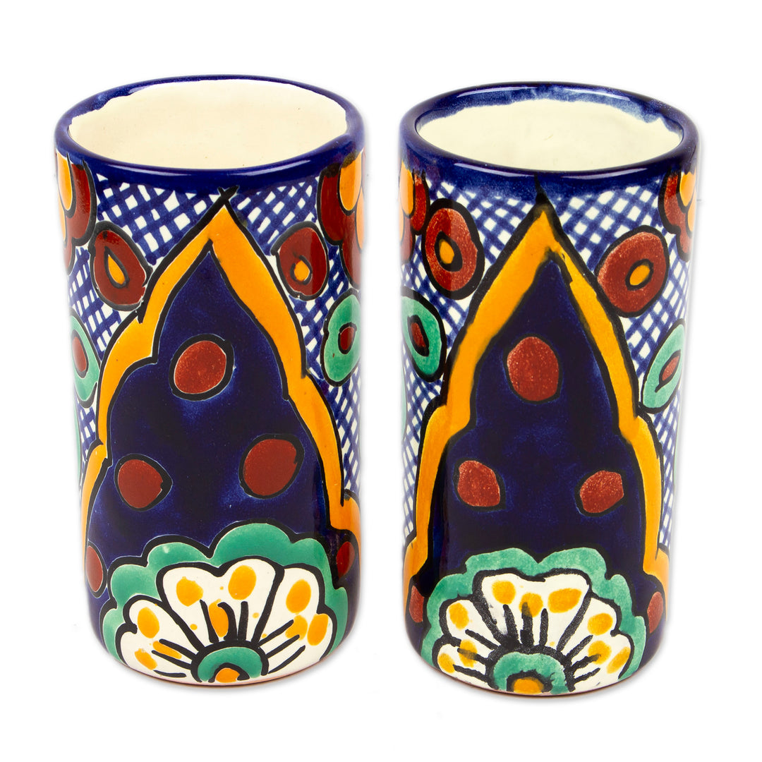 Talavera-Style Ceramic Tumblers (Pair) - Hidalgo Fiesta