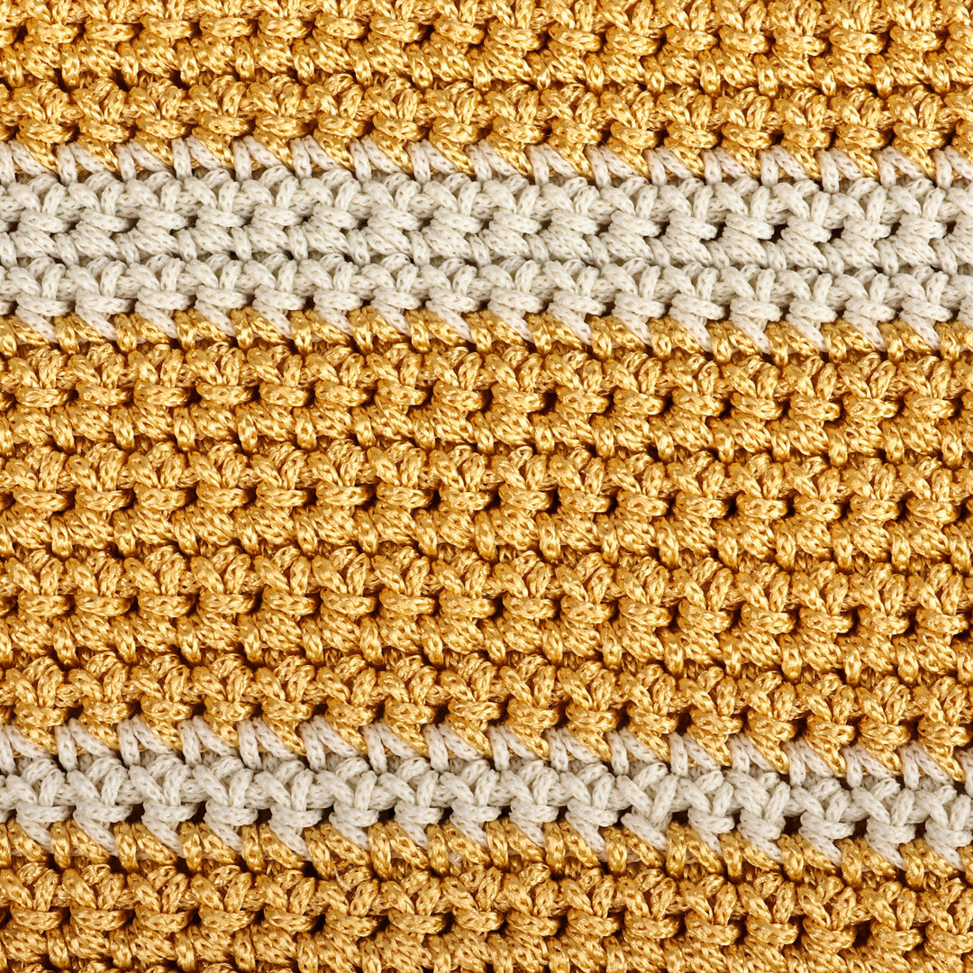 Crocheted Striped Sling Bag in Yellow and Ivory from Armenia - Lively Companion