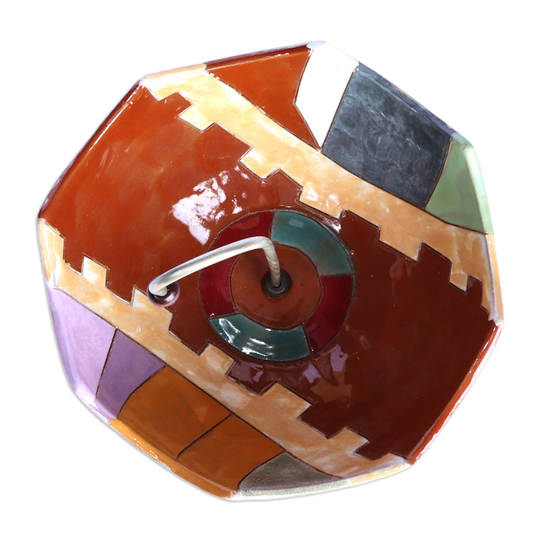 Hand-Painted Glazed Ceramic Umbrella Jewelry Stand Catchall - Burgundy Boulevard