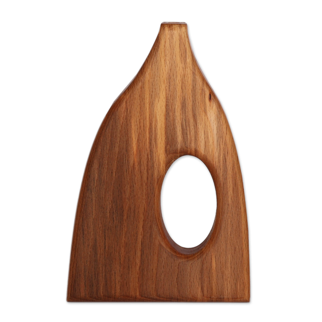 Modern-Themed Carved Natural Brown Beechwood Decorative Vase - Void in Nature