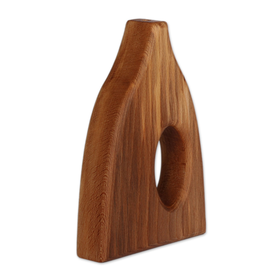 Modern-Themed Carved Natural Brown Beechwood Decorative Vase - Void in Nature