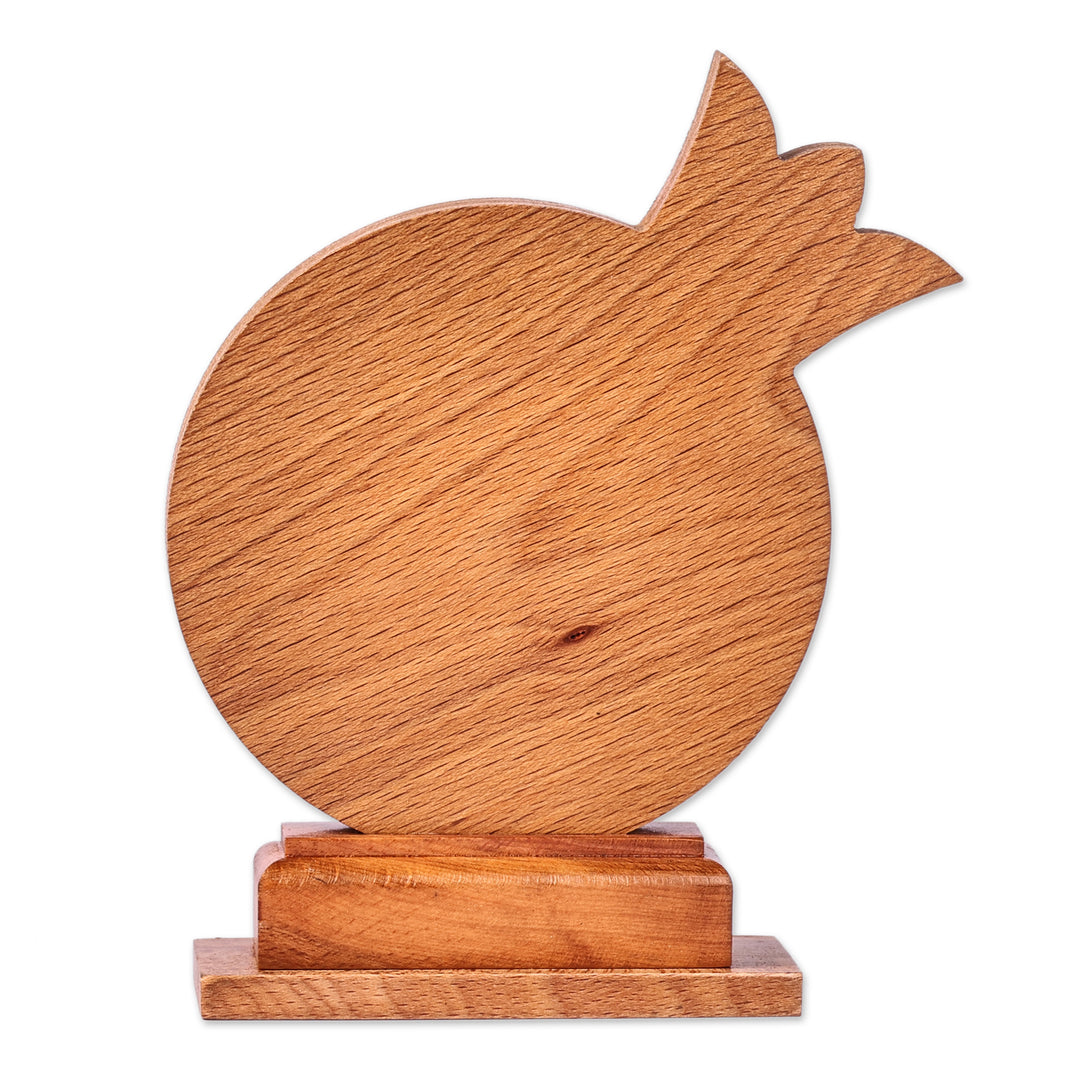Handmade Pomegranate-Shaped Beechwood Decorative Accent - Divine Omen