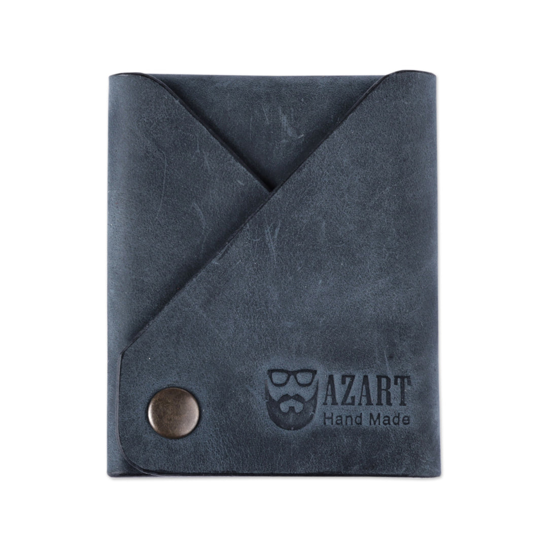 Armenian Handmade Men's Fold-Over Leather Wallet in Blue - Stylish Blue