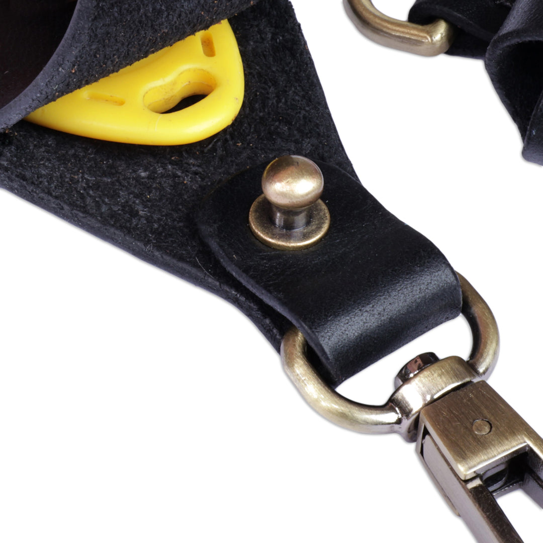 100% Black Leather Earbud Holder and Keychain Set - Lucky Melody in Black