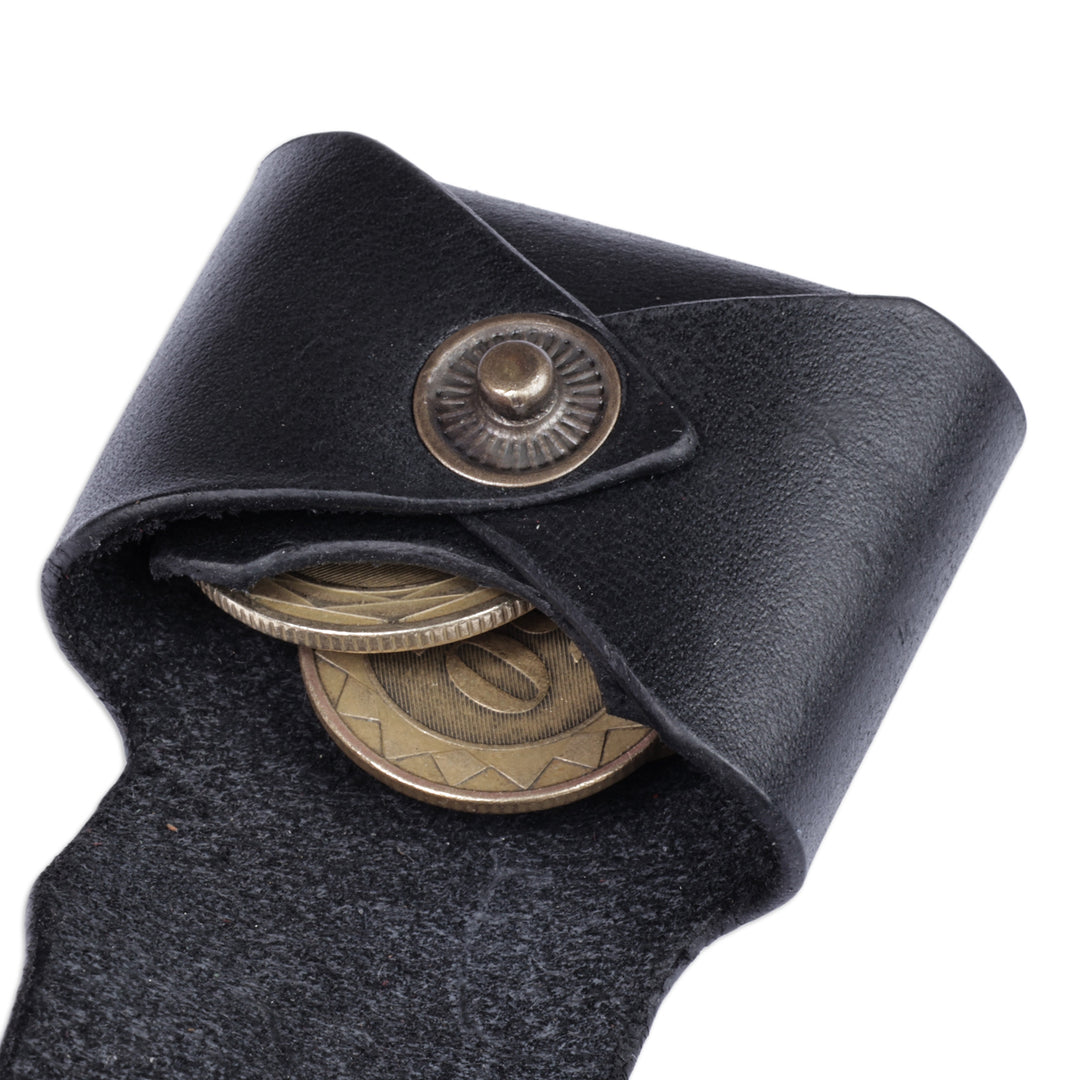 100% Black Leather Earbud Holder and Keychain Set - Lucky Melody in Black