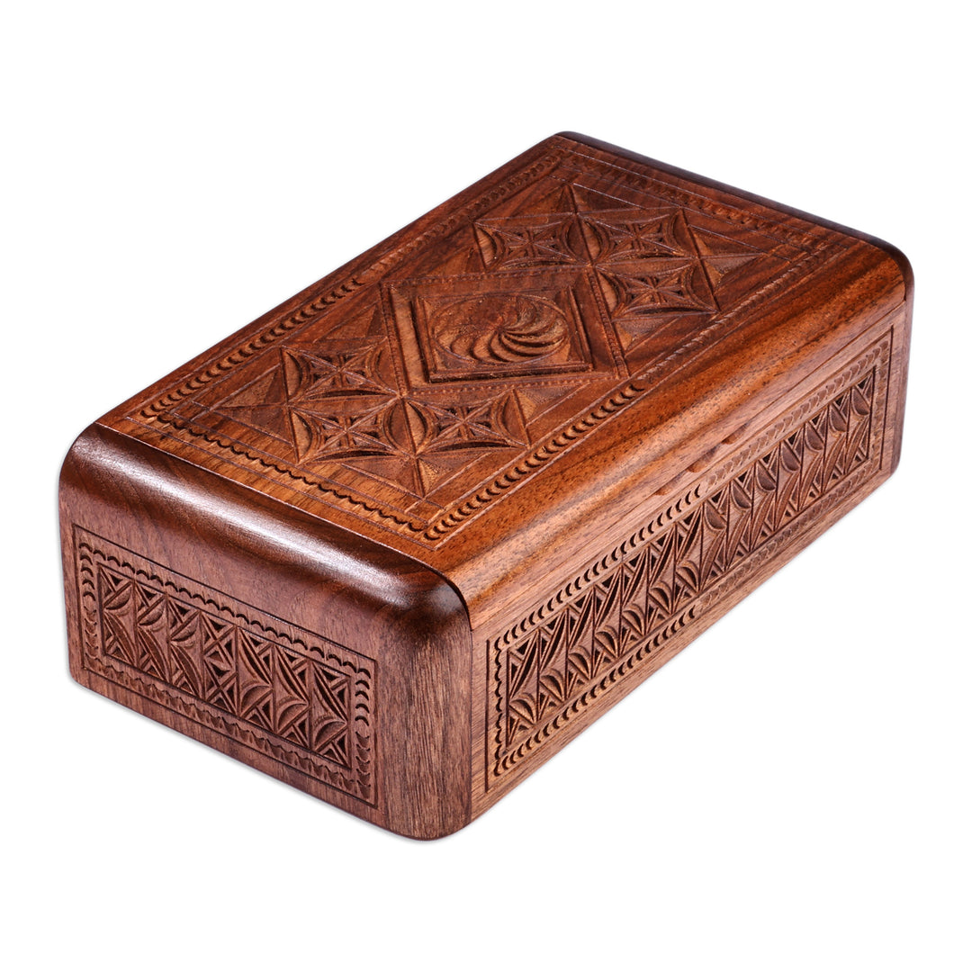 Hand-Carved Traditional Armenian-Themed Wood Jewelry Box - Armenian Treasures