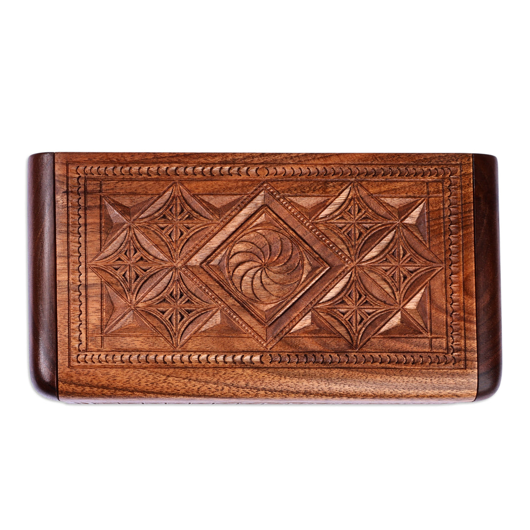 Hand-Carved Traditional Armenian-Themed Wood Jewelry Box - Armenian Treasures