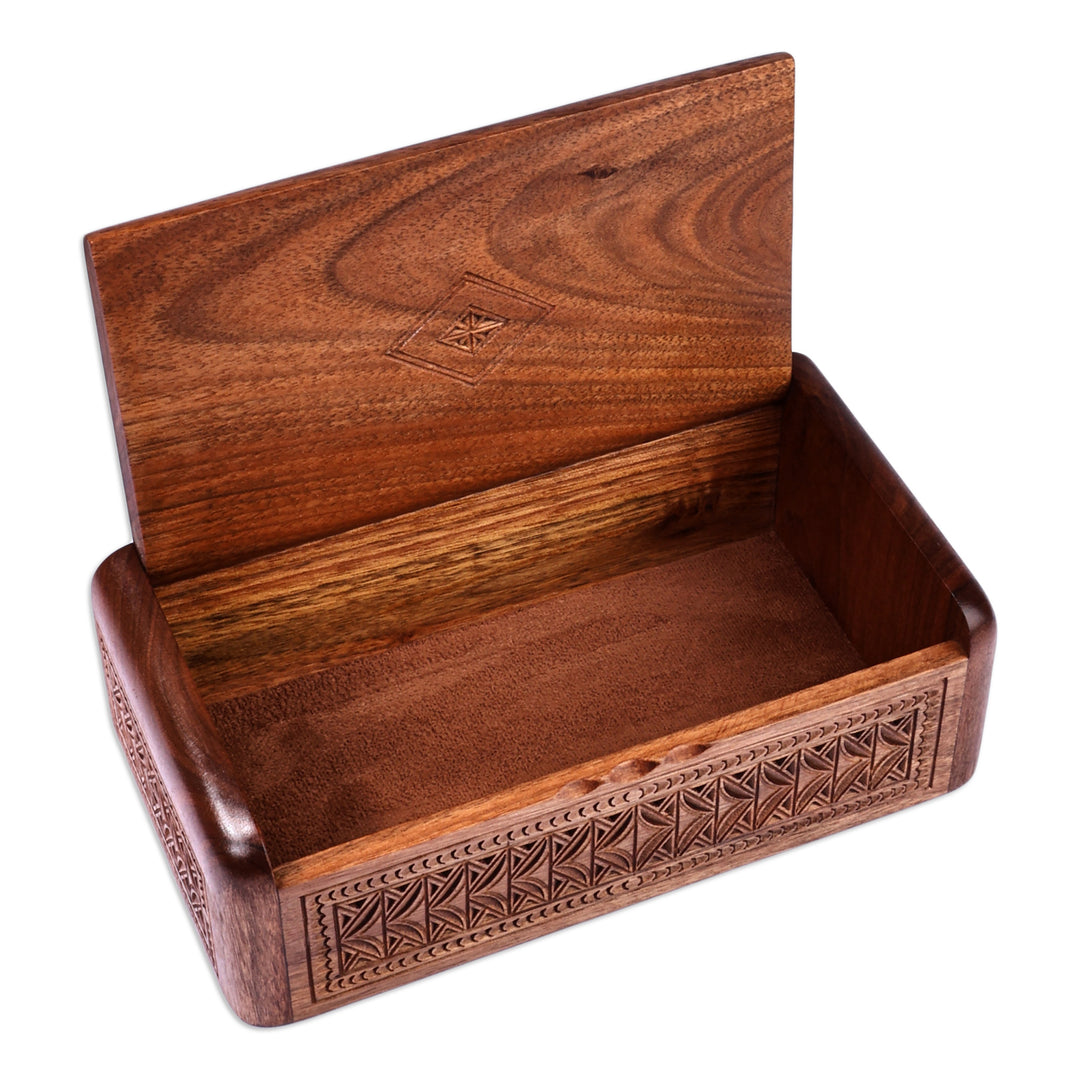 Hand-Carved Traditional Armenian-Themed Wood Jewelry Box - Armenian Treasures
