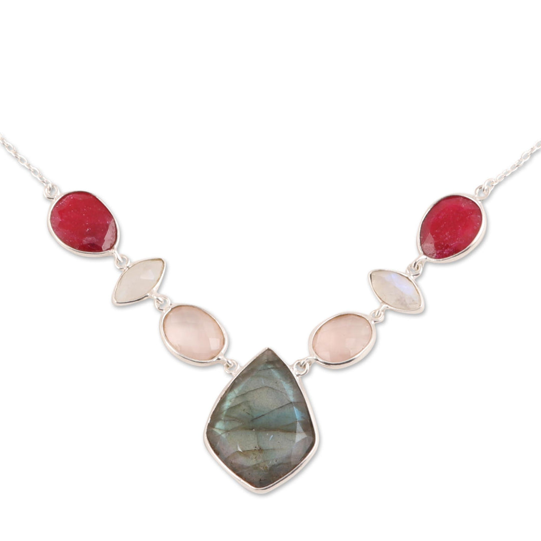 21.5-Carat Multi-Gemstone Pendant Necklace from India - Glittering Gemstones