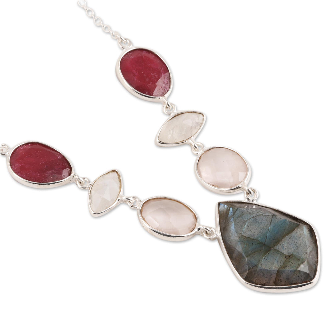 21.5-Carat Multi-Gemstone Pendant Necklace from India - Glittering Gemstones