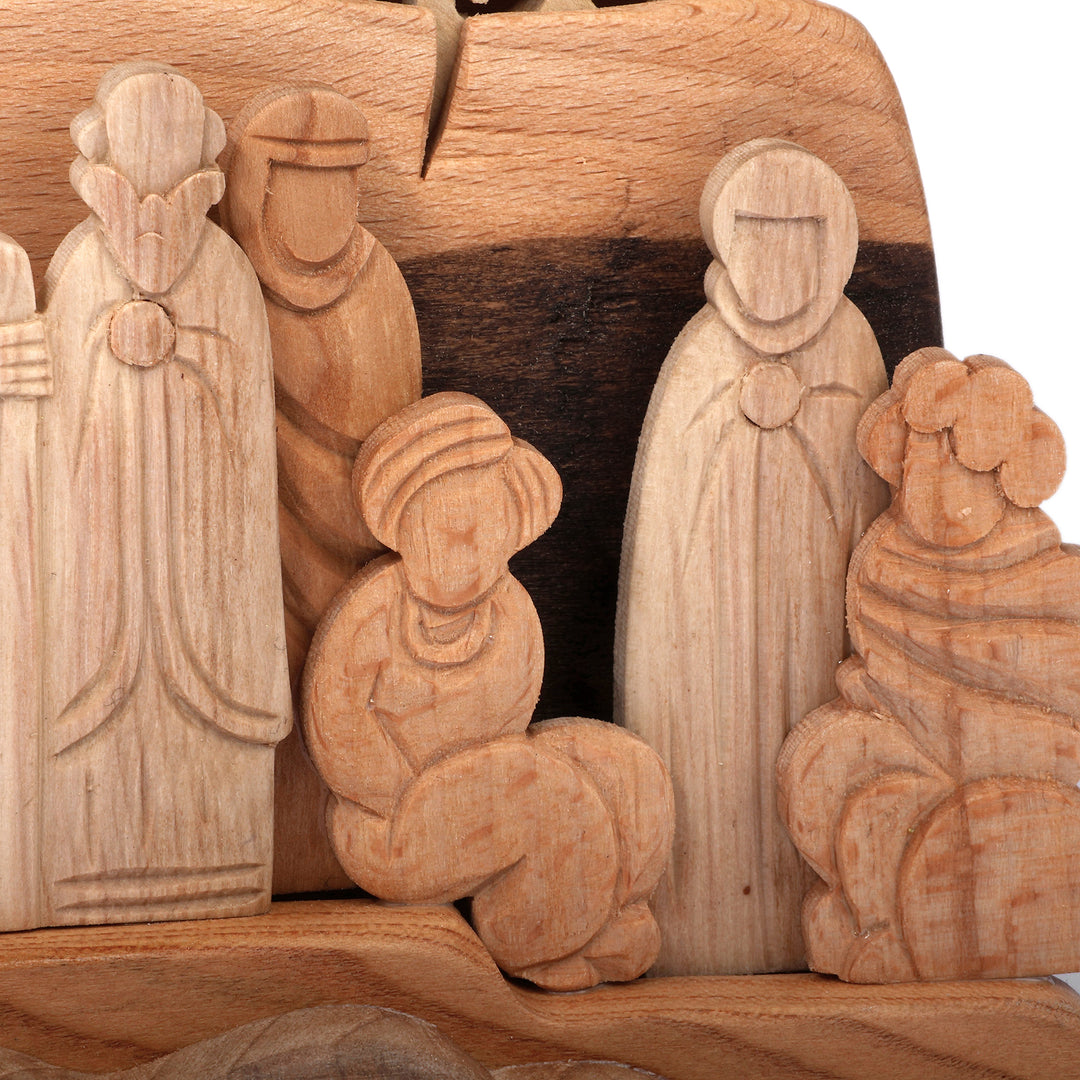 Christian-Inspired Wood Sculpture of Noah and His Family - Noah and Mount Ararat