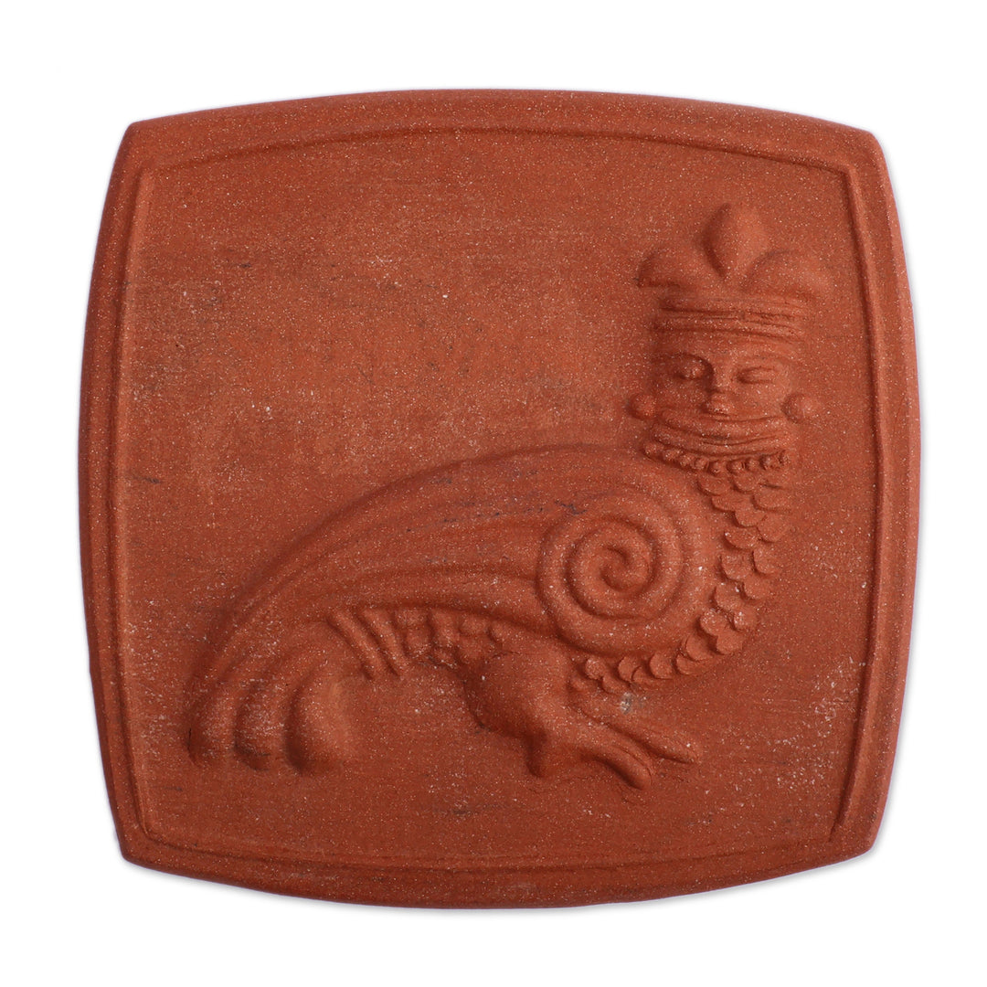 Harpy-Themed Antiqued Brown Ceramic Magnet from Armenia - Great Lineage