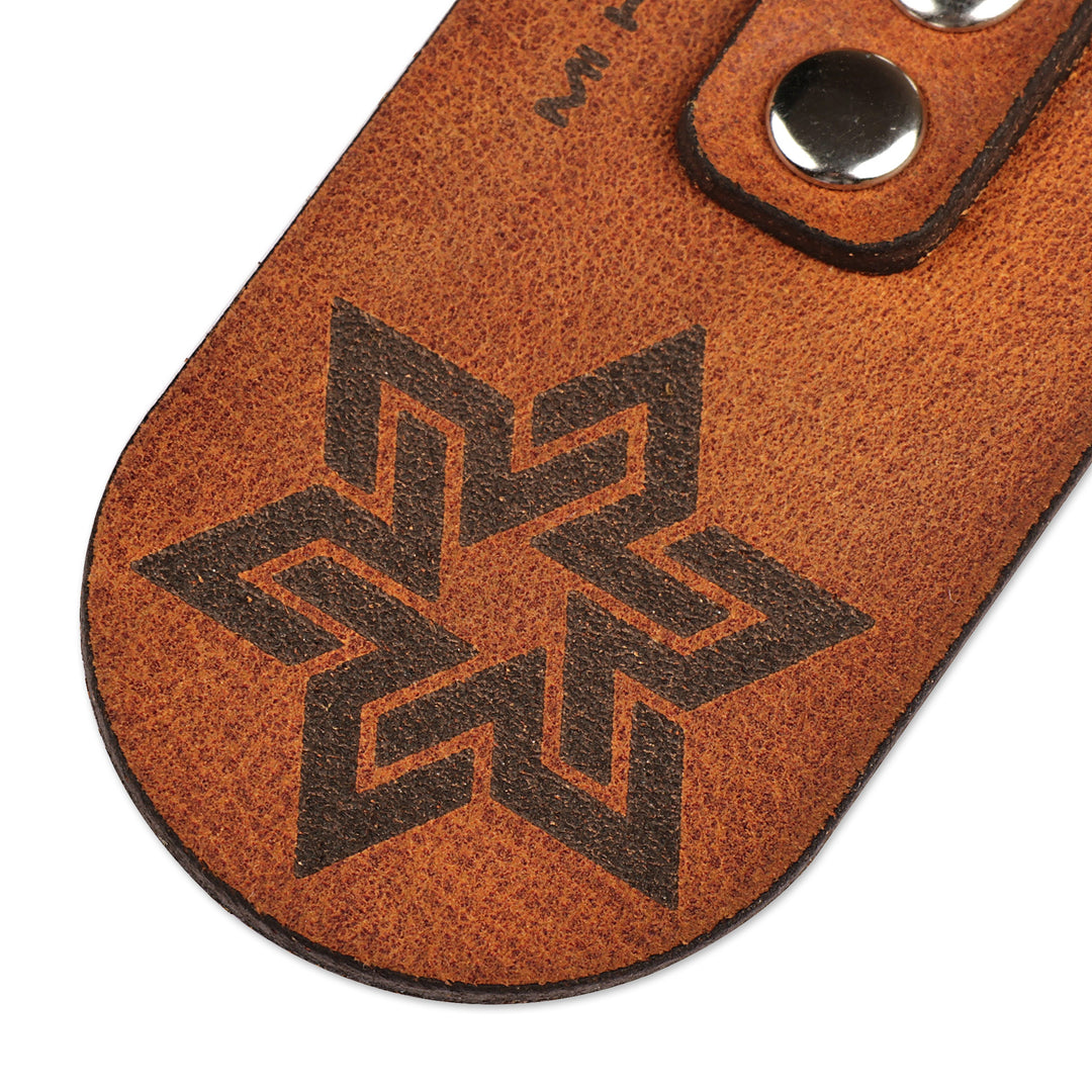 Men's Caramel Leather Keychain from Armenia with Star - Caramel Star