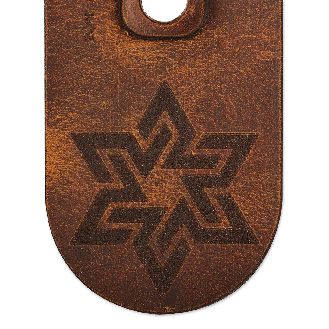 Armenian Cappuccino Leather Keychain with Star Sign - Cappuccino Star