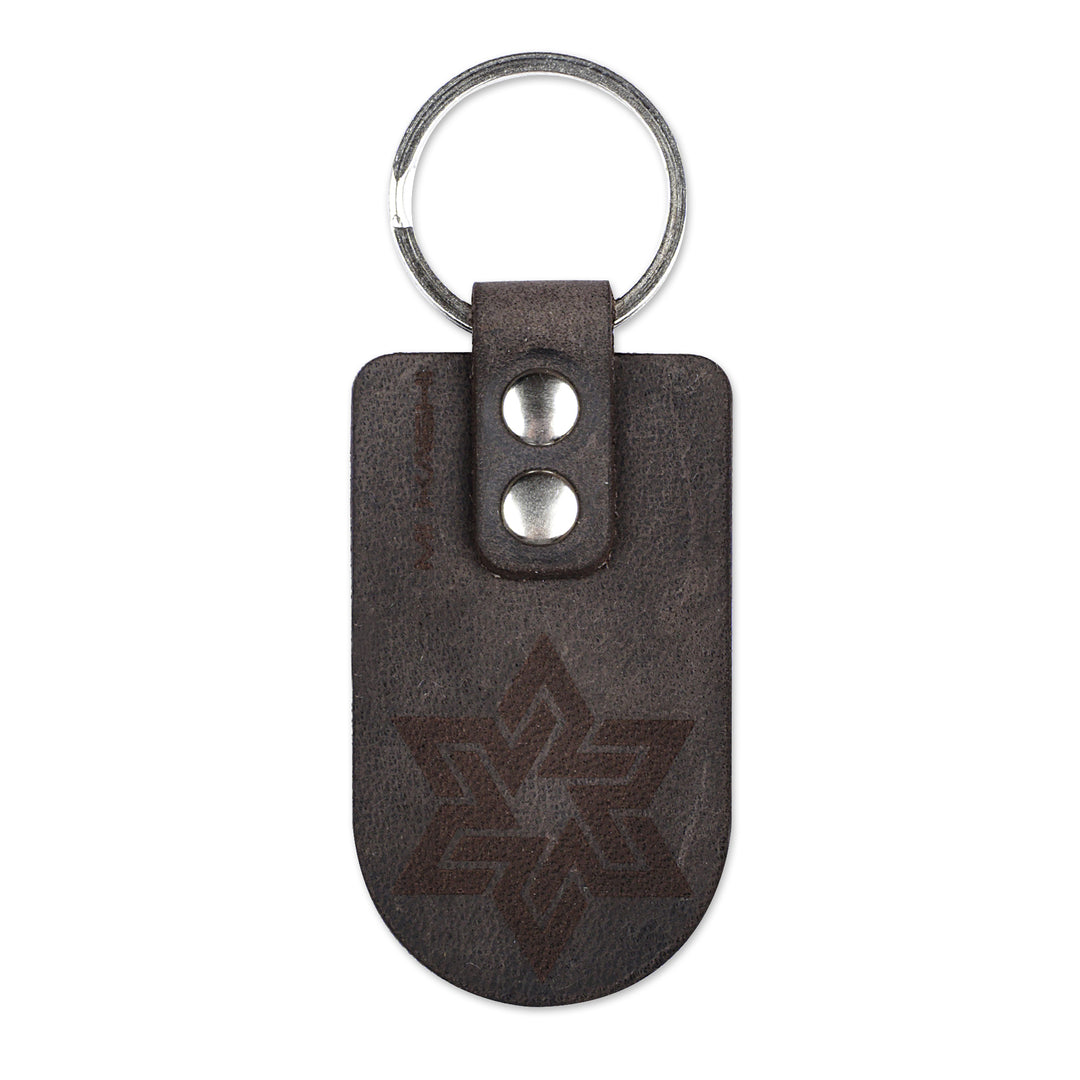 Armenian Black Leather Keychain with Star Sign - Night Star