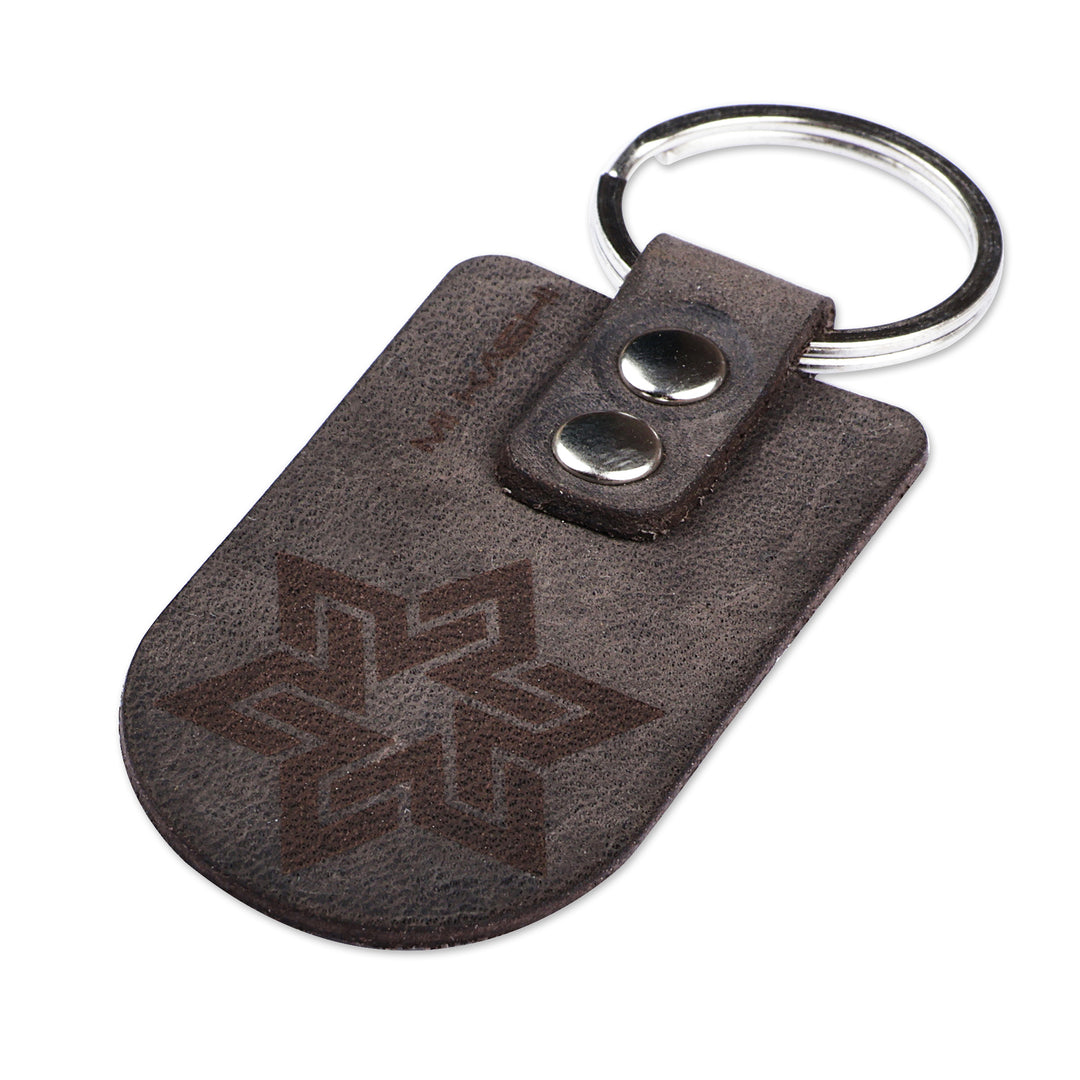 Armenian Black Leather Keychain with Star Sign - Night Star