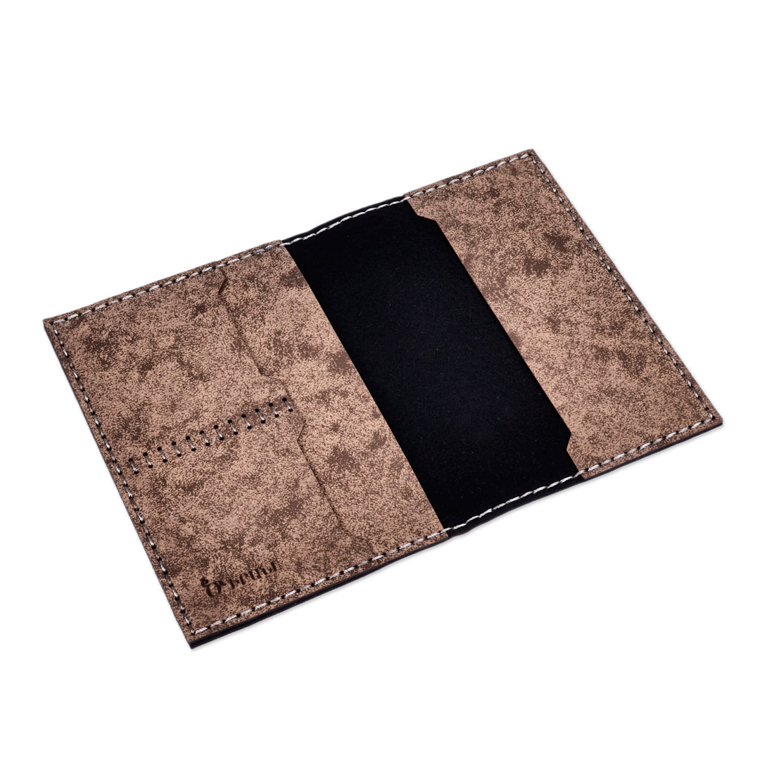 Floral Accented Brown 100% Suede Passport Holder - Emblem of Journey