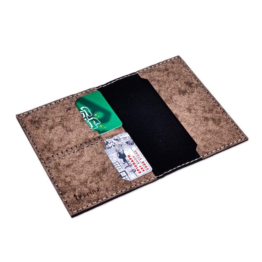 Floral Accented Brown 100% Suede Passport Holder - Emblem of Journey