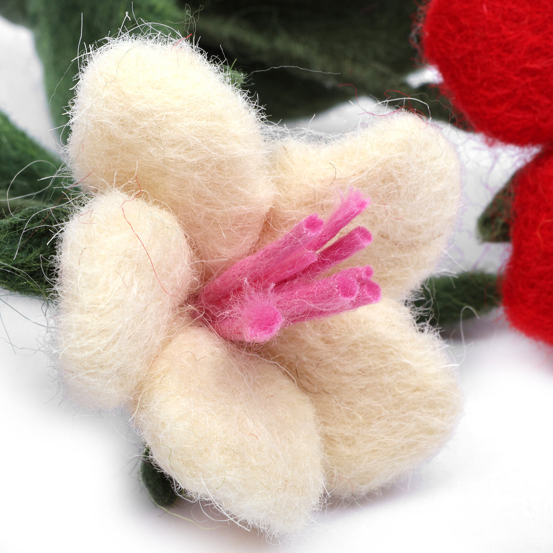3 Handcrafted Lily-Shaped Wool Felt Floral Home Accents - Colorful Illusion