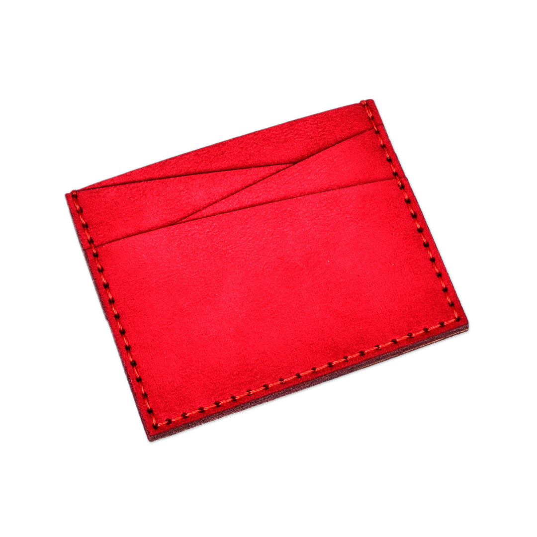 Pomegranate-Themed 100% Suede Card Holder in Red - Days of Passion