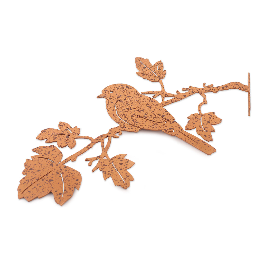 Nature-Themed Bird Iron Wall Accent with a Speckled Pattern - Immortal Nature