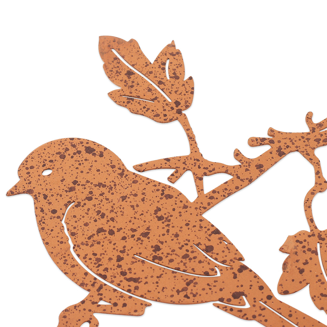 Nature-Themed Bird Iron Wall Accent with a Speckled Pattern - Immortal Nature