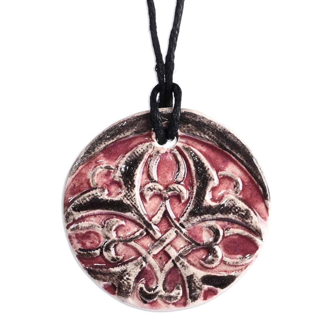 Hand-Painted Classic Burgundy Ceramic Pendant Necklace - Classic Royal