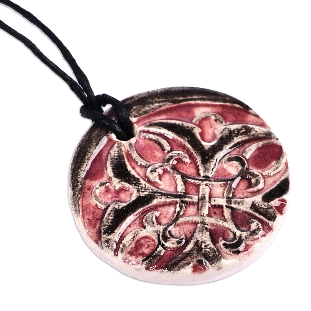 Hand-Painted Classic Burgundy Ceramic Pendant Necklace - Classic Royal