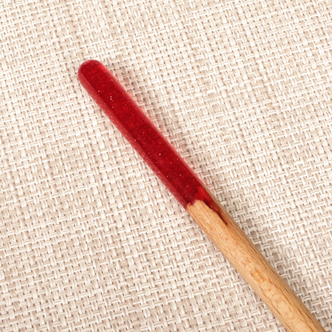 Natural Fiber Hair Pin with Hand-Painted Red Resin Accent - Lovingly Red