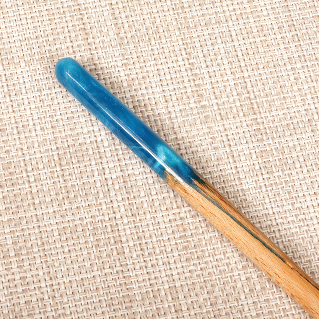 Natural Fiber Hair Pin with Hand-Painted Blue Resin Accent - Lovingly Blue