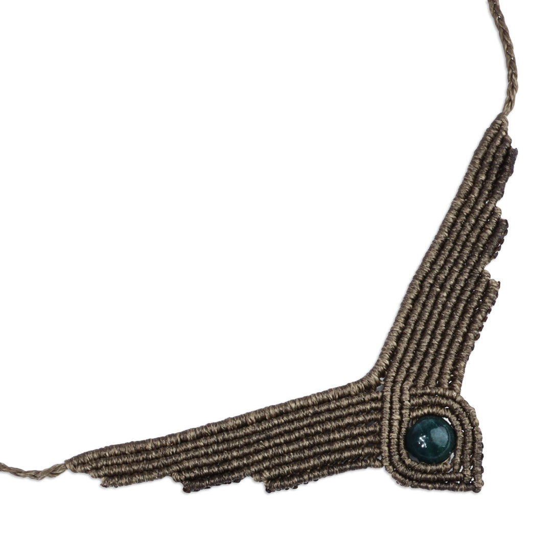 Handmade Macrame Long Pendant Necklace with Jasper Stone - Refined Glamor