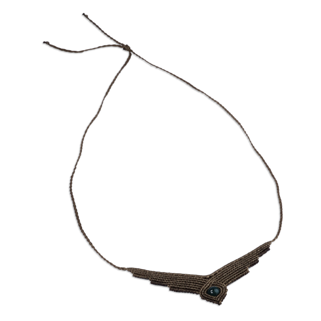 Handmade Macrame Long Pendant Necklace with Jasper Stone - Refined Glamor