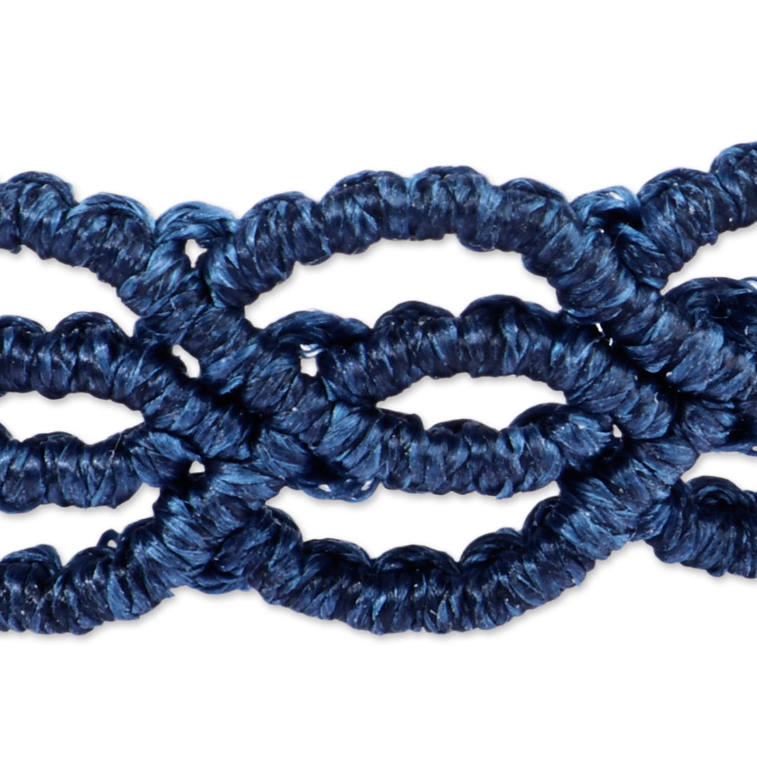 Handmade Blue Macrame Wristband Bracelet with Topaz Pendant - Stylish Azure