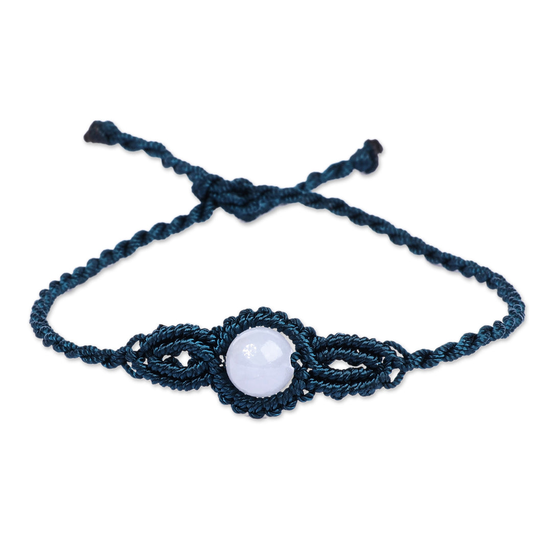 Handmade Dark Blue Cotton and Topaz Macrame Pendant Bracelet - Goddess of Sagaciousness